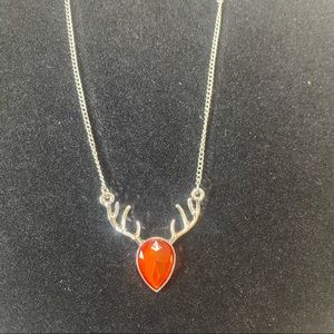 4/$50 Orange Crystal Deer Antler Necklace
